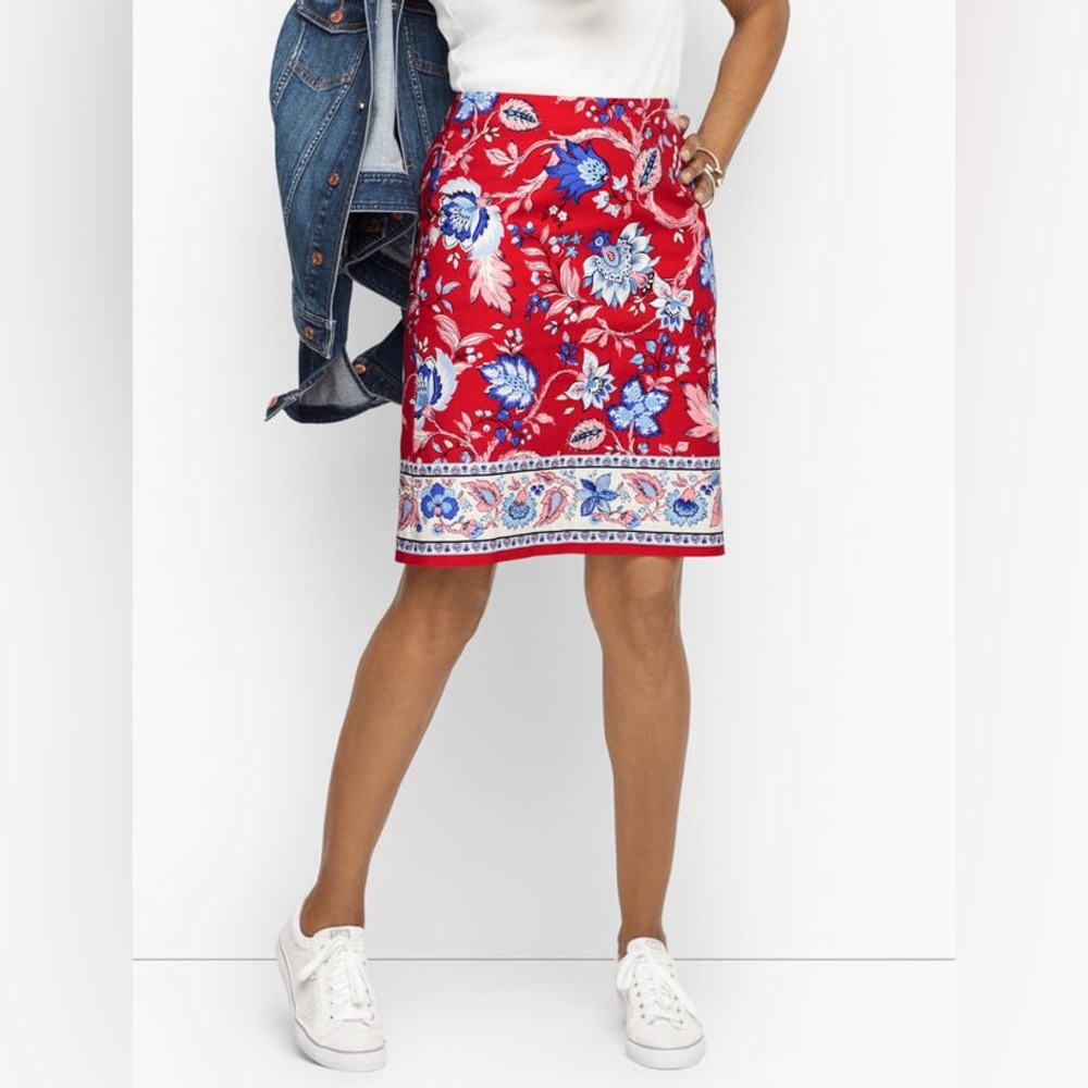 Talbots Skirt Canvas A-Line‎ Climbing Floral Chintz-Style Print Plus 16 Petite